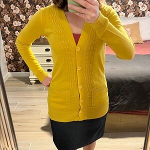 Zinc Mustard Cable Knit Cardigan